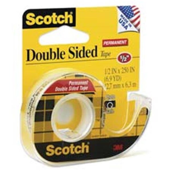 3M MMM137 Double-sided Tape- w-Dispenser- Permanent- .50in.x450in.- CL