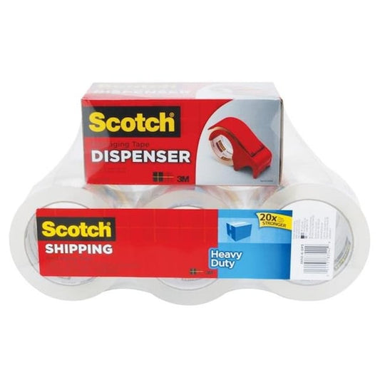 Scotch 076374 Heavy Duty Shipping Tape With Dispenser; Clear; Pack Of 6
