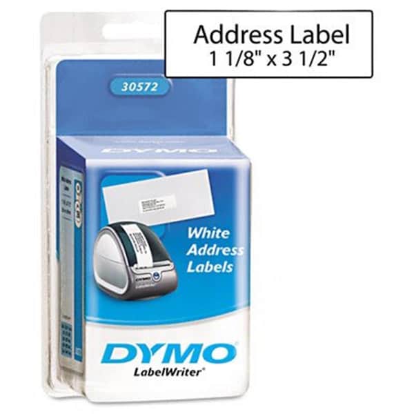 Label Dymo 1 1/8 x 3 1/2 Inches White