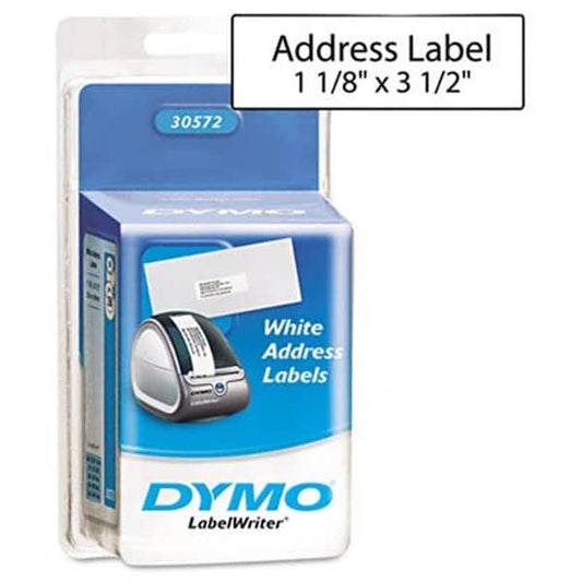 Label Dymo 1 1/8 x 3 1/2 Inches White