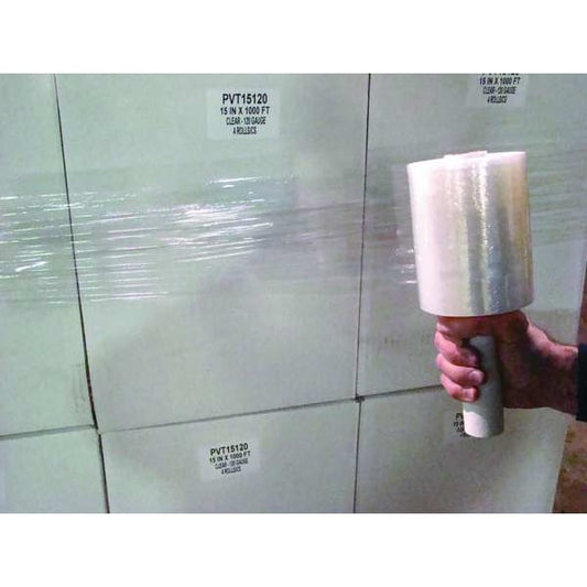 Hand Stretch Wrap, 5 in W x 1000 ft L, 80 ga, Cast Style, Clear, Standard Duty