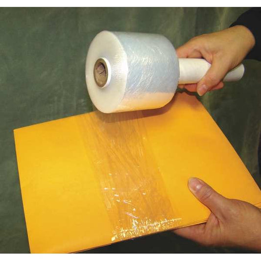Hand Stretch Wrap, 3 in W x 1000 ft L, 80 ga, Cast Style, Clear, Standard Duty