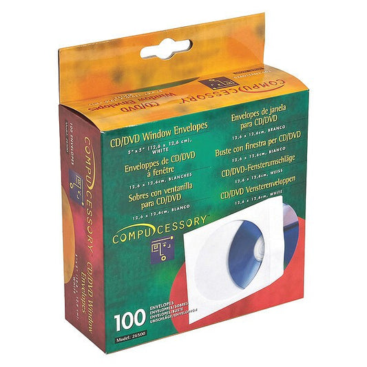 Cd/Dvd Window EnvelopesWht, PK100