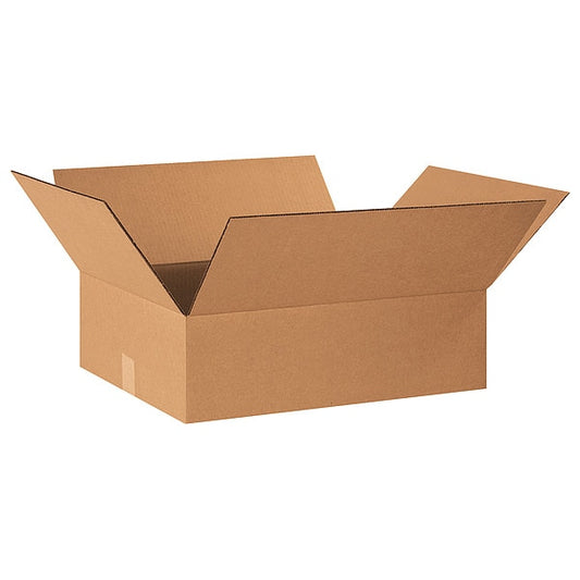 Flat Corrugated Boxes, 20" x 15" x 6", Kraft, 25/Bundle