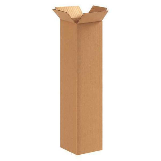 Tall Corrugated Boxes, 4" x 4" x 16", Kraft, 25/Bundle