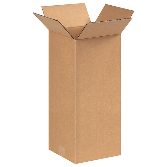 Tall Corrugated Boxes, 8" x 8" x 18", Kraft, 25/Bundle