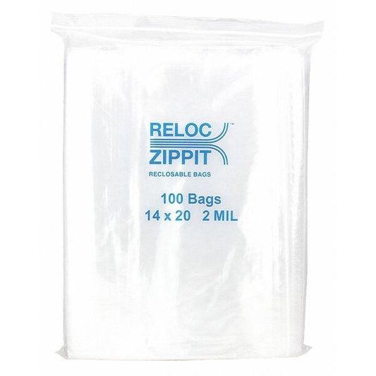 Clear Reclosable Bags, 2mil, 14"x20", PK500, 20 L, 14 W, Clear