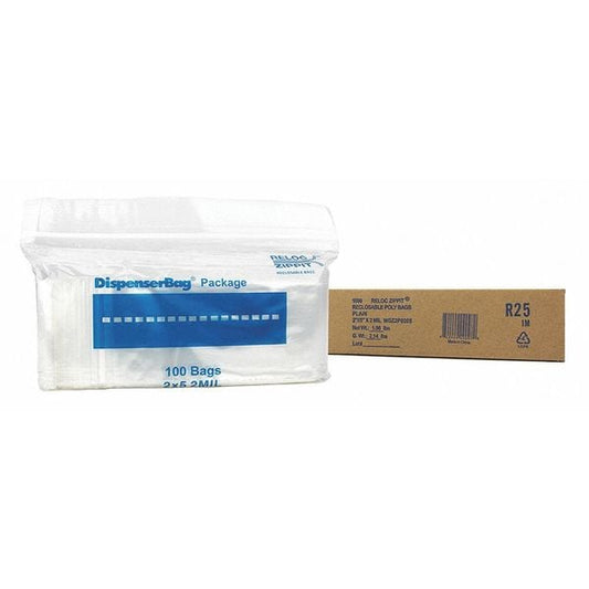 Clear Reclosable Bags, 2 mil, 2"x5", PK1000, 5 L, 2 W, Clear