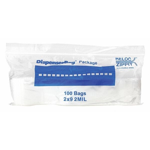 Clear Reclosable Bags, 2 mil, 2"x9", PK1000, 9 L, 2 W, Clear