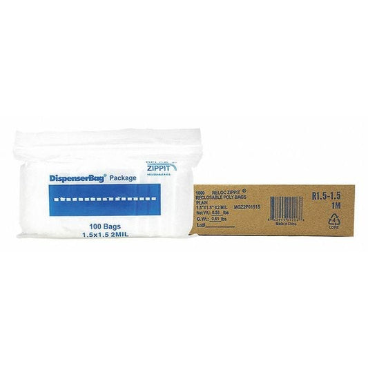 Clr Reclosable Bags, 2mil, 1.5x1.5", PK1000, 1.5 L, 1.5 W, Clear