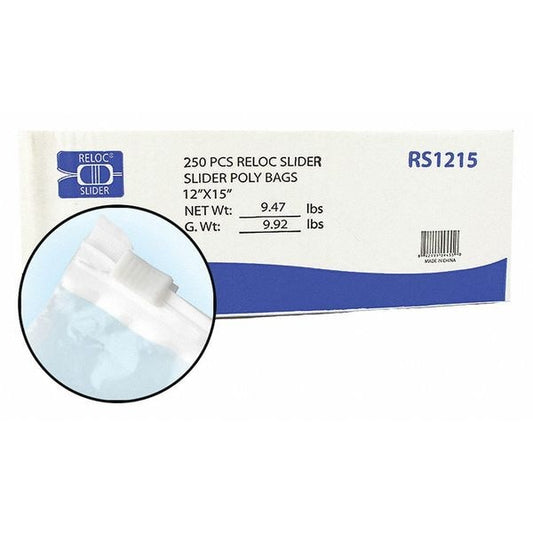 Clear Reclosable Bags, 2mil, 12"x15", PK250, 15 L, 12 W, Clear