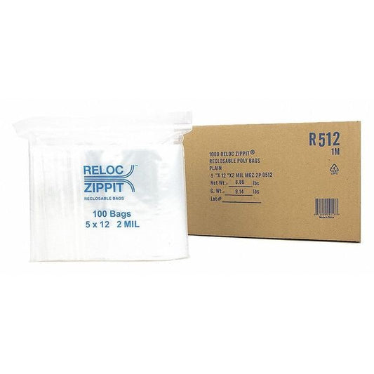 Reclosable Poly Bag 2-MIL, 5"x 12", Clear