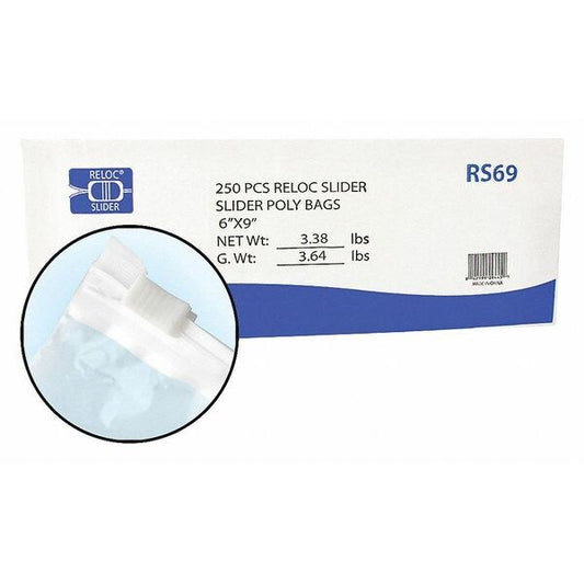 Clear Reclosable Bags, 2 mil, 6"x9", PK250, 9 L, 6 W, Clear