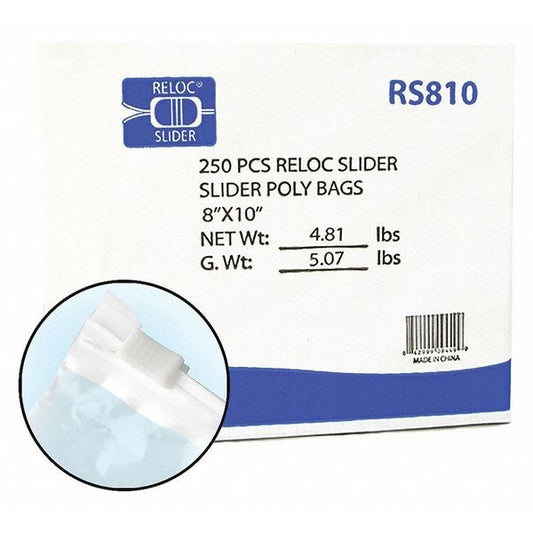 Reclosable Poly Bag 2.7-MIL, 8"x 10", With Slider Closure