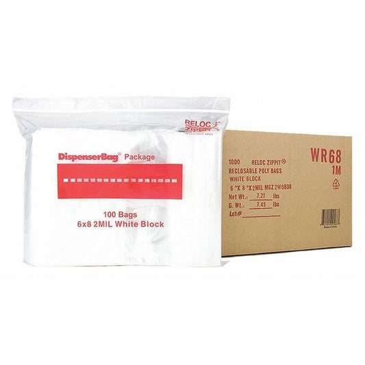 Reclosable Poly Bag 2-MIL, 6"x 8", With White Block