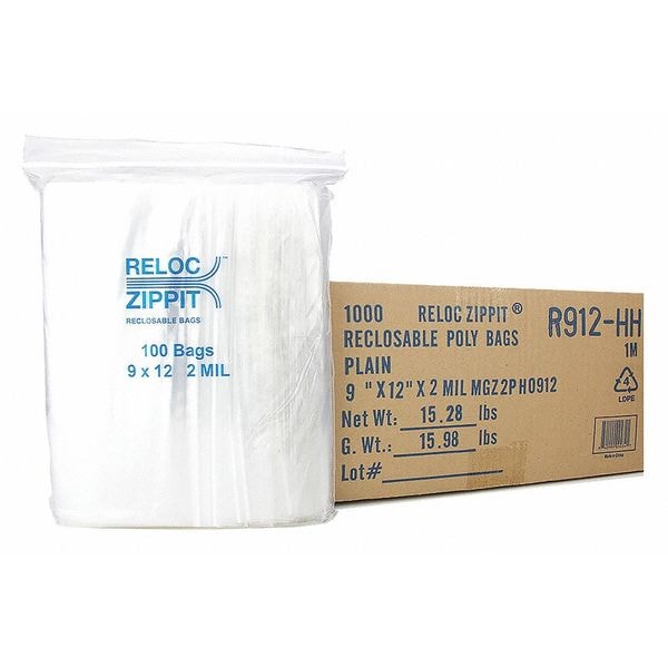 Reclosable Poly Bag 2-MIL, 9"x 12", Clear With Hang Hole