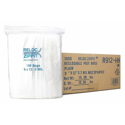 Reclosable Poly Bag 2-MIL, 9"x 12", Clear With Hang Hole