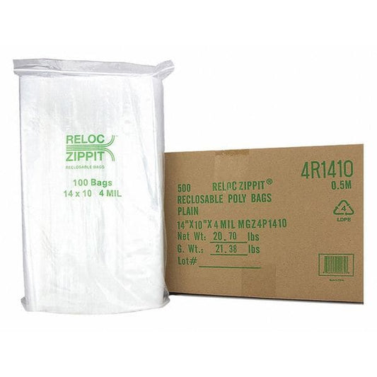Reclosable Poly Bag 4-MIL, 14"x 10", Clear