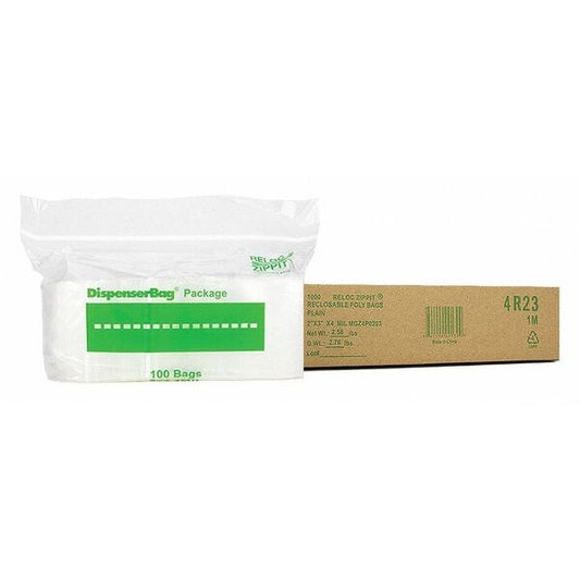 Clear Reclosable Bags, 4 mil, 2"x3", PK1000, 3 L, 2 W, Clear