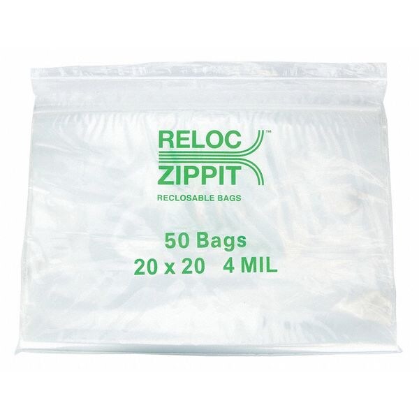 Clear Reclosable Bags, 4mil, 20"x20", PK250, 20 L, 20 W, Clear