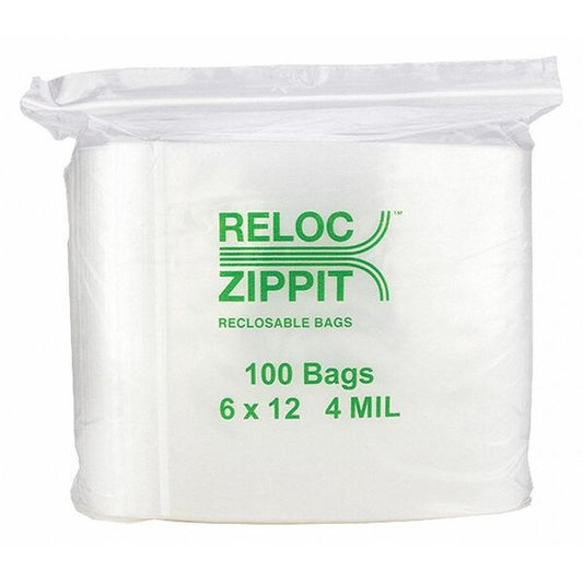 Clear Reclosable Bags, 4mil, 6"x12", PK1000, 12 L, 6 W, Clear