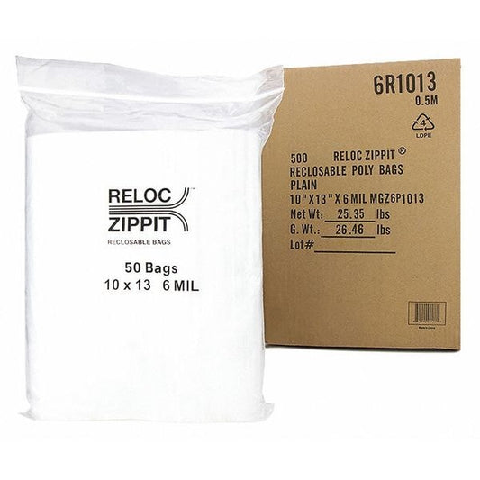 Reclosable Poly Bag 6-MIL, 10"x 13", Clear