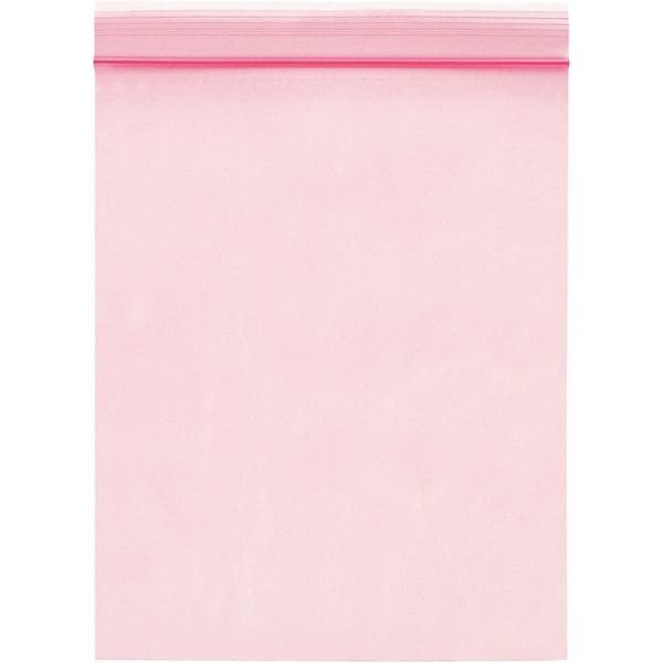 Reclosable Poly Bag, 8" L, 6" W, Pink