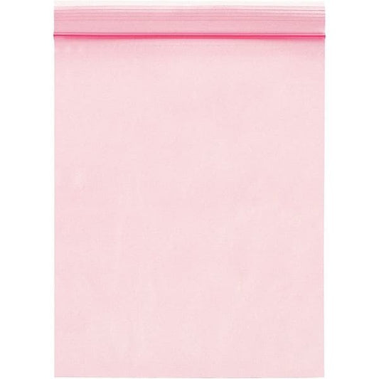 Reclosable Poly Bag, 8" L, 6" W, Pink
