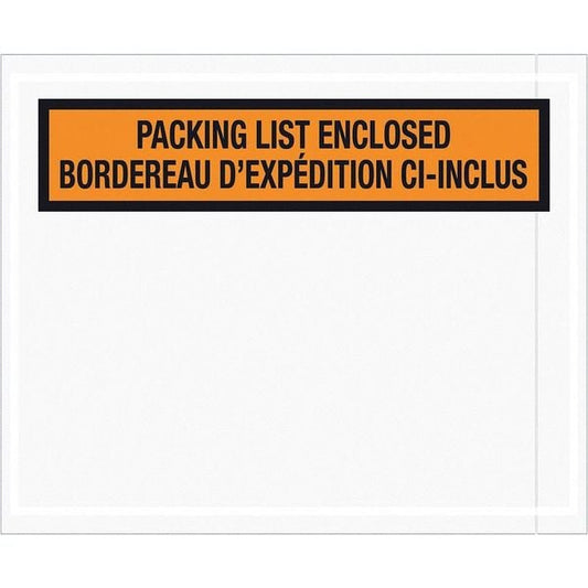 Tape Logic® Bilingual Packing List Envelopes, 4 1/2" x 5 1/2", Orange, 1000/Case