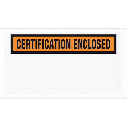 Tape Logic® "Certification Enclosed" Envelopes, 5 1/2" x 10", Orange, 1000/Case