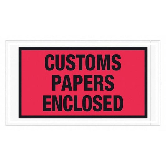 Tape Logic® "Customs Papers Enclosed" Envelopes, 5 1/2" x 10", Red, 1000/Case