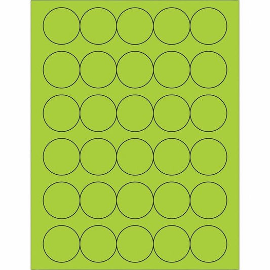 Tape Logic® Fluorescent Circle Laser Labels, 1 1/2", Fluorescent Green, 3000/Case