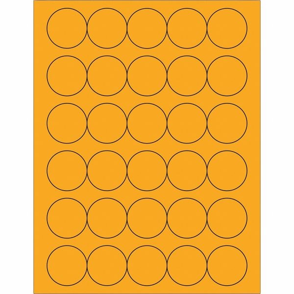 Tape Logic® Fluorescent Circle Laser Labels, 1 1/2", Fluorescent Orange, 3000/Case