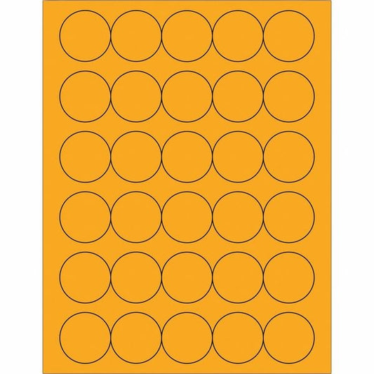 Tape Logic® Fluorescent Circle Laser Labels, 1 1/2", Fluorescent Orange, 3000/Case
