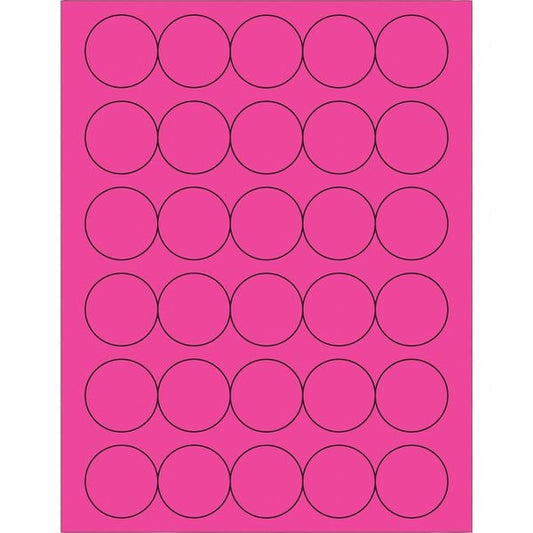 Tape Logic® Fluorescent Circle Laser Labels, 1 1/2", Fluorescent Pink, 3000/Case
