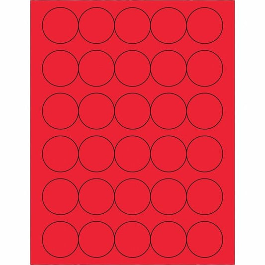 Tape Logic® Fluorescent Circle Laser Labels, 1 1/2", Fluorescent Red, 3000/Case