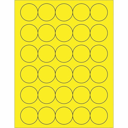 Tape Logic® Fluorescent Circle Laser Labels, 1 1/2", Fluorescent Yellow, 3000/Case