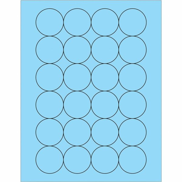 Tape Logic® Fluorescent Circle Laser Labels, 1 2/3", Pastel Blue, 2400/Case
