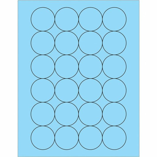 Tape Logic® Fluorescent Circle Laser Labels, 1 2/3", Pastel Blue, 2400/Case