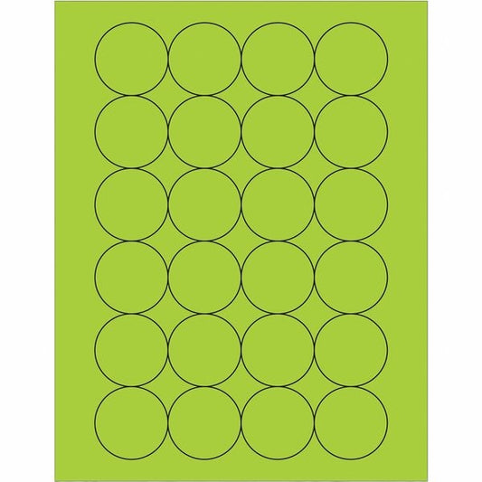 Tape Logic® Fluorescent Circle Laser Labels, 1 2/3", Fluorescent Green, 2400/Case
