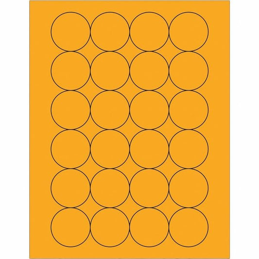 Tape Logic® Fluorescent Circle Laser Labels, 1 2/3", Fluorescent Orange, 2400/Case