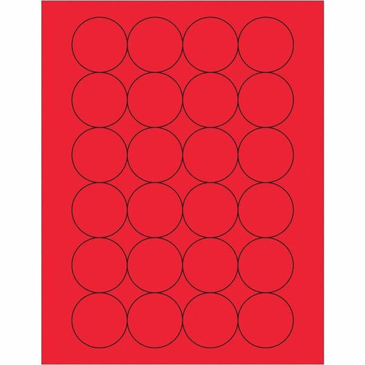 Tape Logic® Fluorescent Circle Laser Labels, 1 2/3", Fluorescent Red, 2400/Case