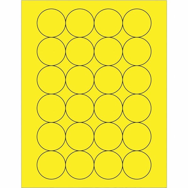 Tape Logic® Fluorescent Circle Laser Labels, 1 2/3", Fluorescent Yellow, 2400/Case