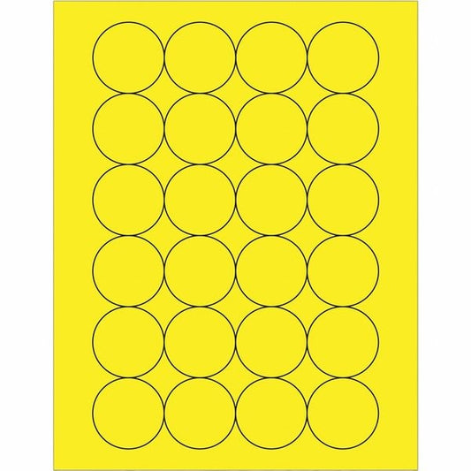 Tape Logic® Fluorescent Circle Laser Labels, 1 2/3", Fluorescent Yellow, 2400/Case