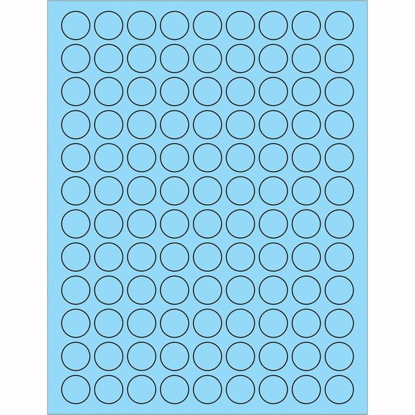 Tape Logic® Fluorescent Circle Laser Labels, 3/4", Pastel Blue, 10800/Case