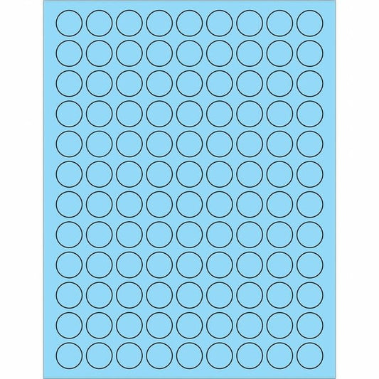 Tape Logic® Fluorescent Circle Laser Labels, 3/4", Pastel Blue, 10800/Case