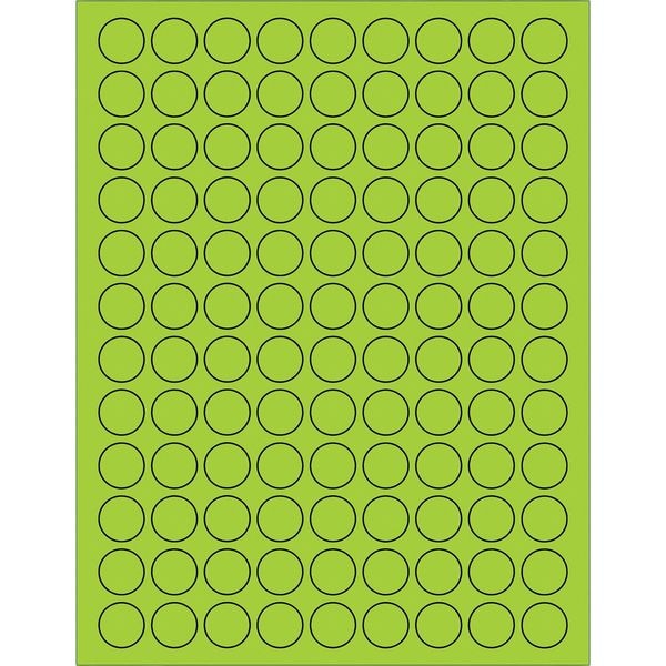 Tape Logic® Fluorescent Circle Laser Labels, 3/4", Fluorescent Green, 10800/Case