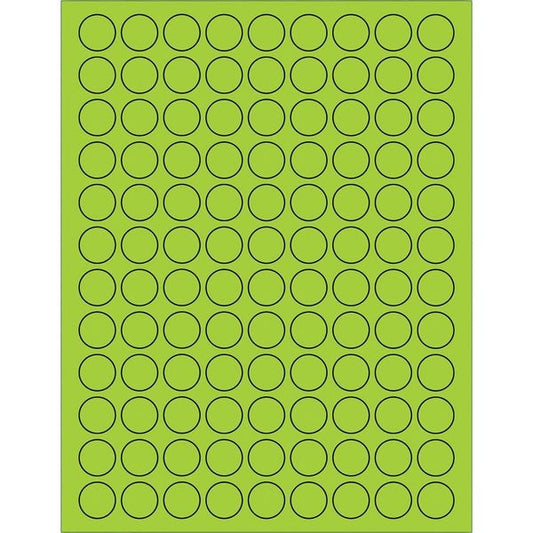 Tape Logic® Fluorescent Circle Laser Labels, 3/4", Fluorescent Green, 10800/Case