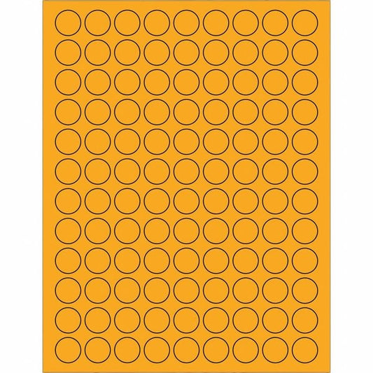Tape Logic® Fluorescent Circle Laser Labels, 3/4", Fluorescent Orange, 10800/Case