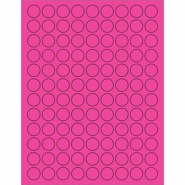 Tape Logic® Fluorescent Circle Laser Labels, 3/4", Fluorescent Pink, 10800/Case